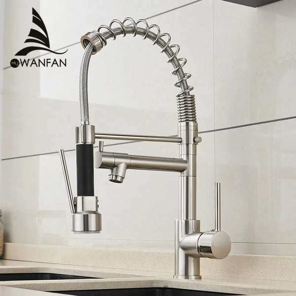 Spring Style Kitchen Faucet: Brushed Nickel Pull-Out Mixer Tap 🚰✨