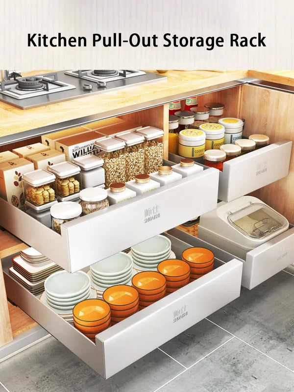 "Pull-Out Kitchen Cabinet Spice Organizer"