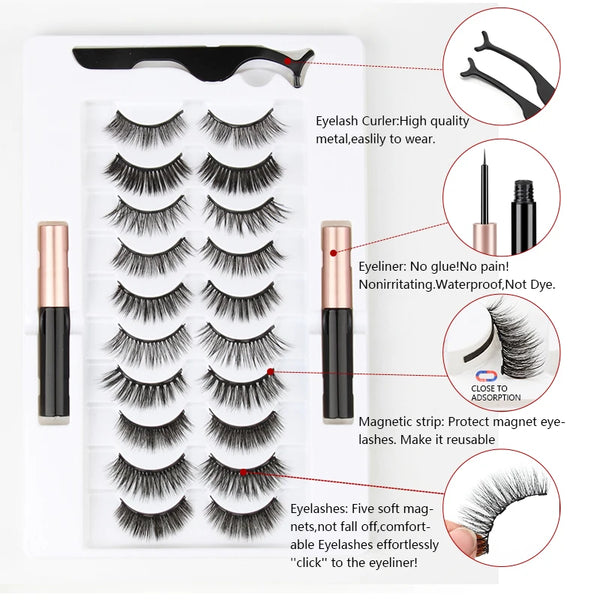 "Magnetic Eyelashes Set with Tool"