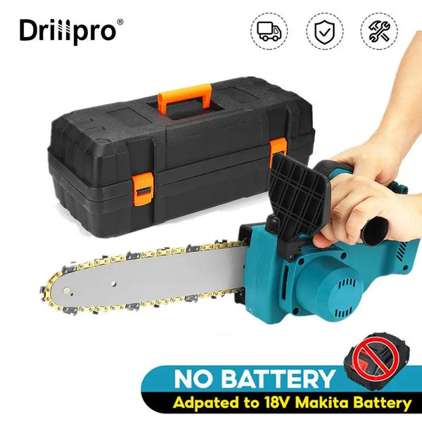 "Drillpro 21V 10-Inch Brushless Chain Saw – Cordless Mini Handheld Pruning Saw"