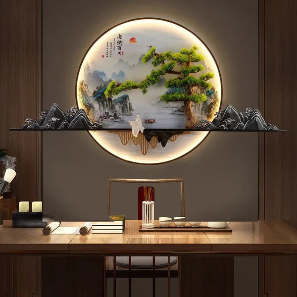 "Elegant Wall-Mounted Decorative Shelf with LED Lights"