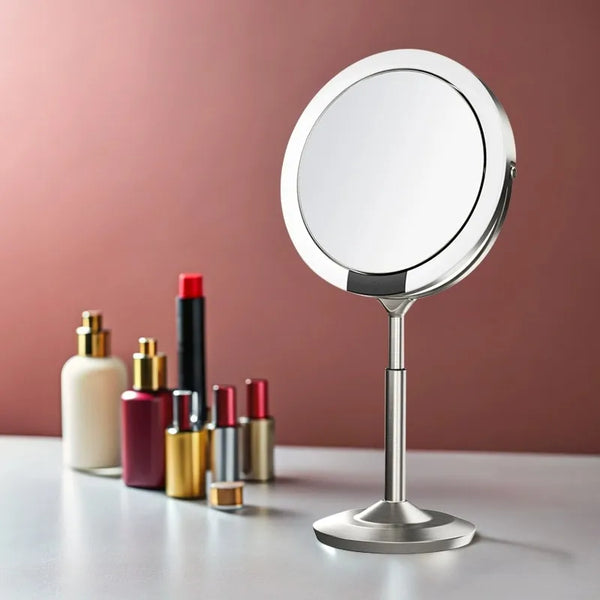 8.5" Adjustable Height Makeup Mirror with Magnification & 3 Color Lighting